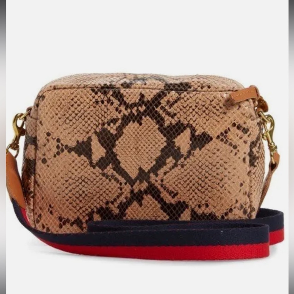 Clare V. Midi Sac Camel Snake Crossbody Bag
